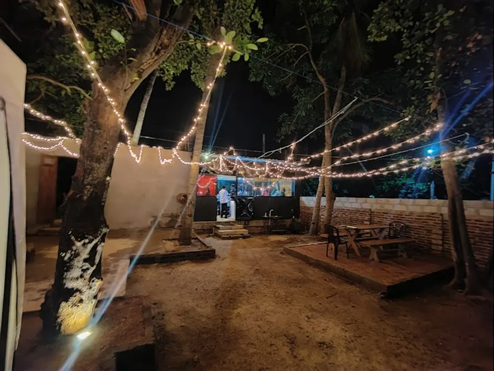 Table 9 Restaurant Anuradhapura outdoor dining area at night