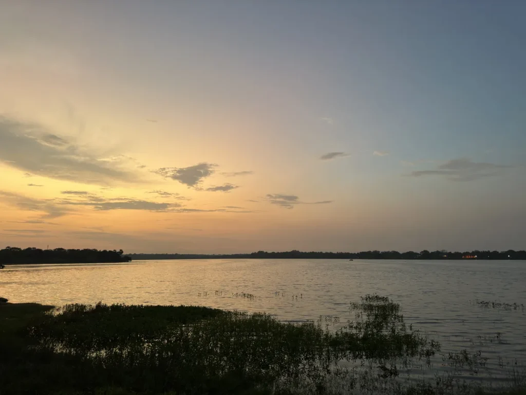 Basawakkulama lake in Anuradhapura during the evening with calm water and soft light