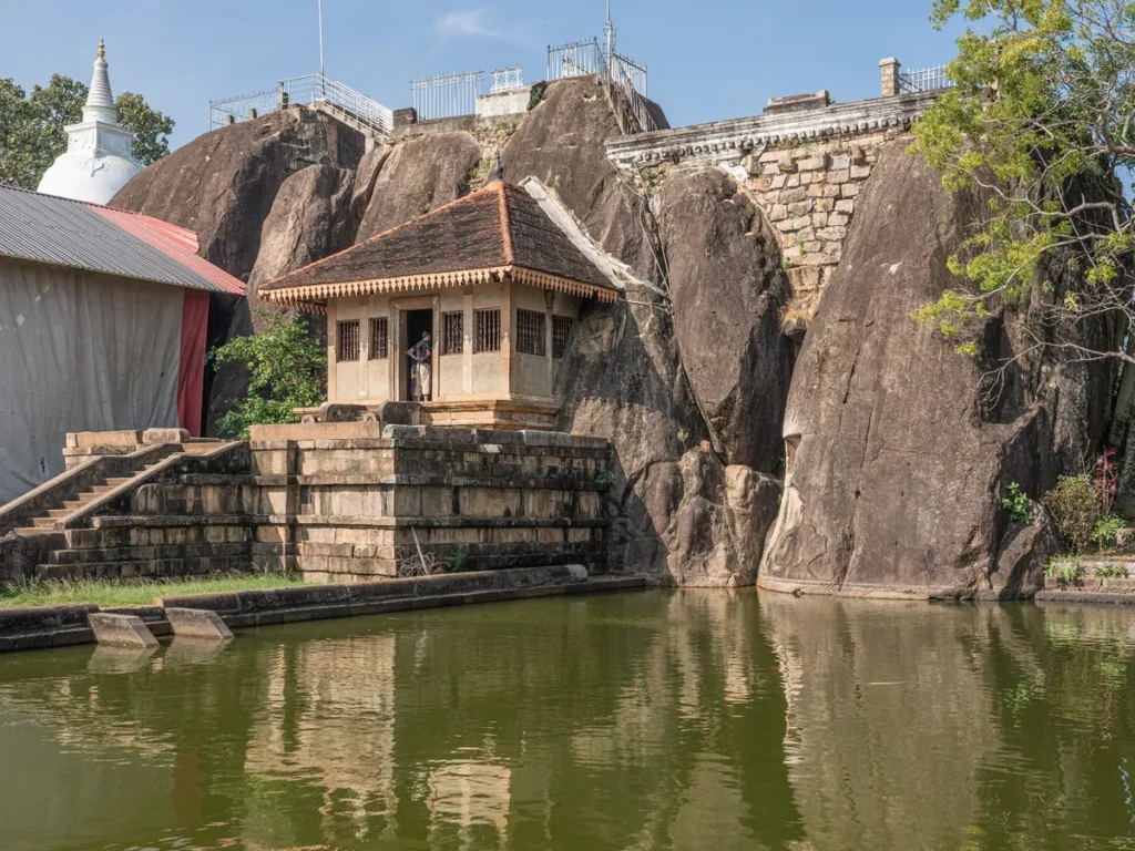Isurumuniya Temple in Anuradhapura built among rock formations and ponds