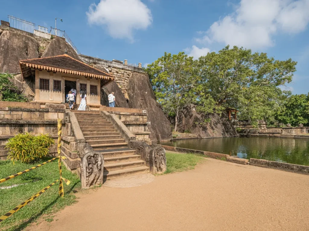 Isurumuniya Temple in Anuradhapura built among rock formations and ponds