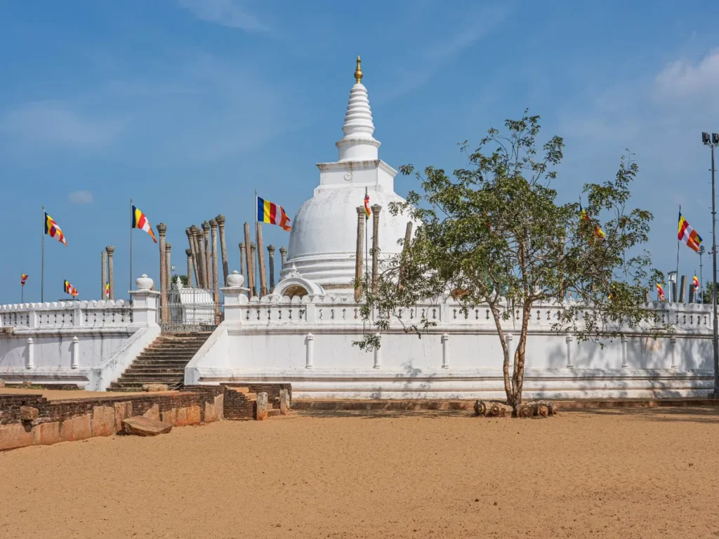 Thuparamaya Stupa in Anuradhapura, the first Buddhist stupa built in Sri Lanka