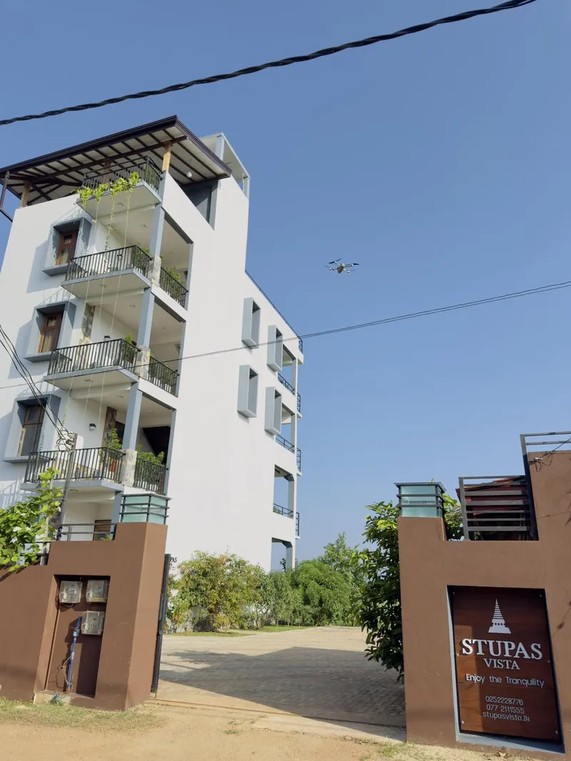 Stupas Vista Hotel entrance building in Anuradhapura Sri Lanka modern multi storey hotel